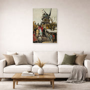 Unframed poster print of Vincent van Gogh's The Blute Fin Windmill displayed on a wall in a living room