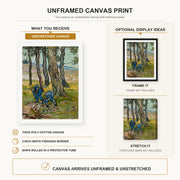 Vincent van Gogh - The Diggers canvas print size comparison and framing display infographic