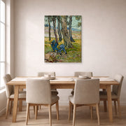 Gallery-wrapped canvas print of Vincent van Gogh's The Diggers displayed on a wall in a dining room