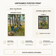 Vincent van Gogh - The Diggers poster print size comparison and framing display infographic