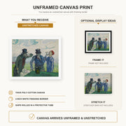 Vincent van Gogh - The Drinkers canvas print size comparison and framing display infographic