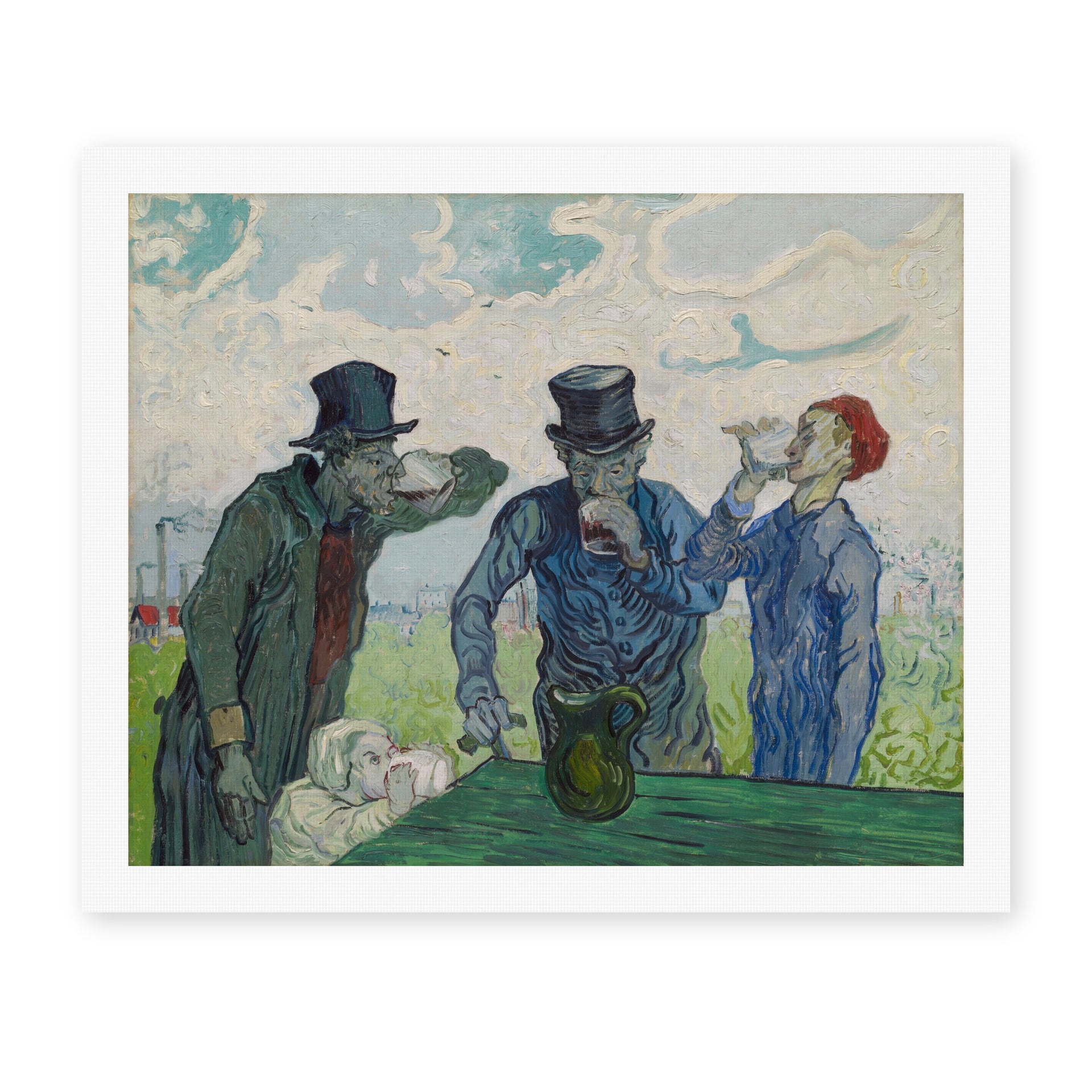 Vincent van Gogh's 'The Drinkers' painting reproduced as a rolled canvas print