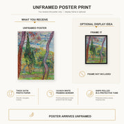 Vincent van Gogh - The Garden of Saint Paul Hospital poster print size comparison and framing display infographic