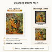 Vincent van Gogh - The Good Samaritan After Delacroix canvas print size comparison and framing display infographic