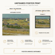 Vincent van Gogh - The Harvest poster print size comparison and framing display infographic