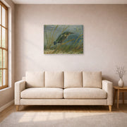 Gallery-wrapped canvas print of Vincent van Gogh's The Kingfisher displayed on a wall in a living room