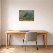 Gallery-wrapped canvas print of Vincent van Gogh's The Kingfisher displayed on a wall in a home office