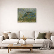 Unframed poster print of Vincent van Gogh's The Kingfisher displayed on a wall in a living room