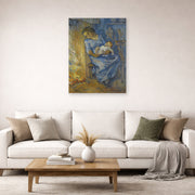 Unframed poster print of Vincent van Gogh's The Man is at Sea (after Demont-Breton) displayed on a wall in a living room