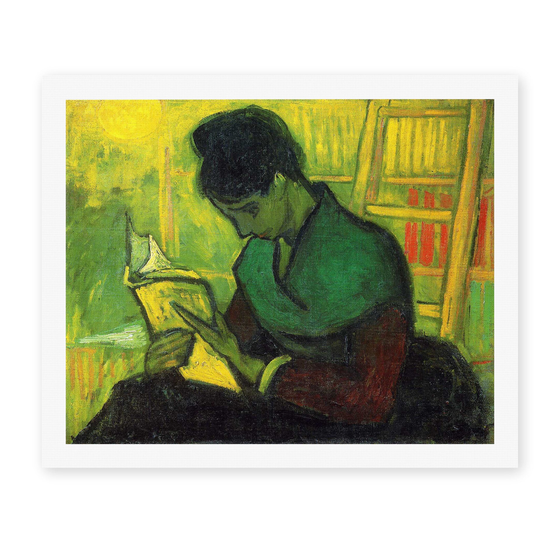 Vincent van Gogh's 'The Novel Reader' painting reproduced as a rolled canvas print