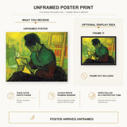 Vincent van Gogh - The Novel Reader poster print size comparison and framing display infographic