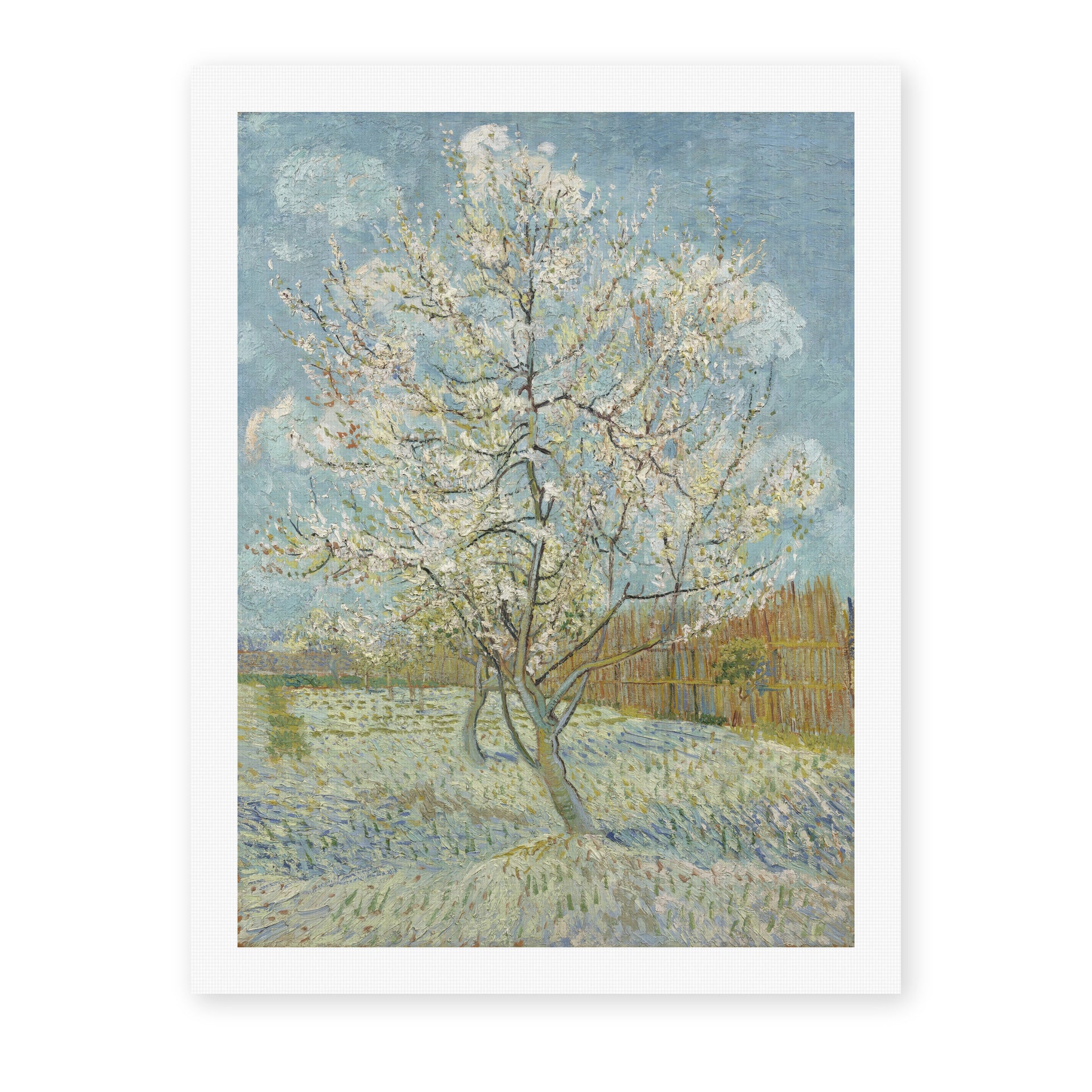 Vincent van Gogh's 'The Pink Peach Tree' painting reproduced as a rolled canvas print