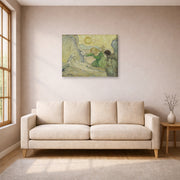 Gallery-wrapped canvas print of Vincent van Gogh's The Raising of Lazarus displayed on a wall in a living room