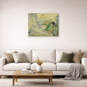 Unframed poster print of Vincent van Gogh's The Raising of Lazarus displayed on a wall in a living room