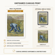 Vincent van Gogh - The Reaper canvas print size comparison and framing display infographic