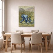 Gallery-wrapped canvas print of Vincent van Gogh's The Reaper displayed on a wall in a dining room