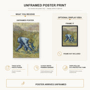 Vincent van Gogh - The Reaper poster print size comparison and framing display infographic