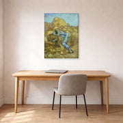 Gallery-wrapped canvas print of Vincent van Gogh's The Sheaf Binder displayed on a wall in a home office
