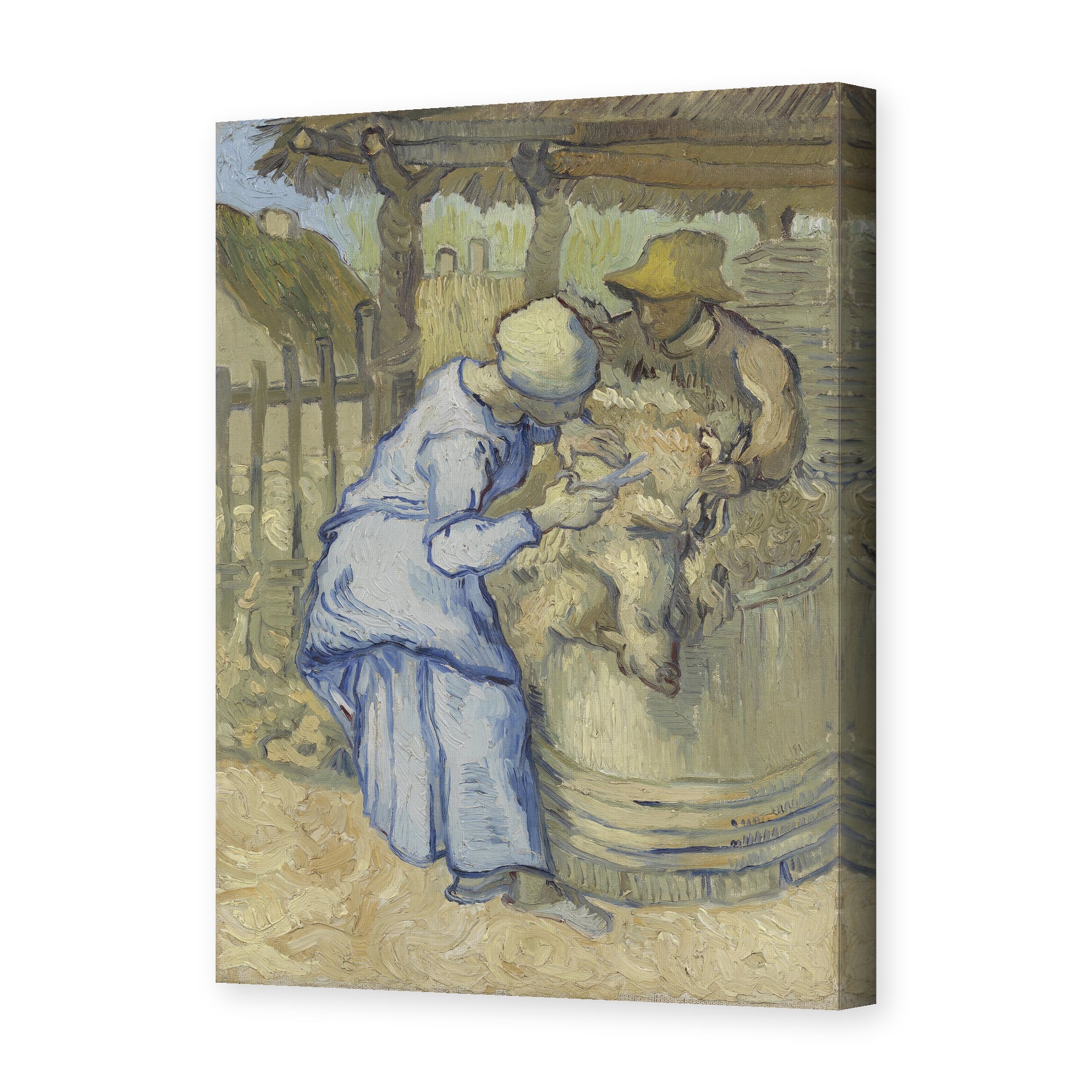 Vincent van Gogh's 'The Sheep Shearers' painting reproduced as a gallery-wrapped canvas print
