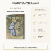 Vincent van Gogh - The Sheep Shearers gallery wrap canvas construction and hanging details infographic