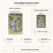 Vincent van Gogh - The Sheep Shearers poster print size comparison and framing display infographic