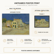 Vincent van Gogh - The Yellow House (the Street) poster print size comparison and framing display infographic