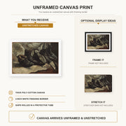 Vincent van Gogh - Three Pairs of Shoes canvas print size comparison and framing display infographic