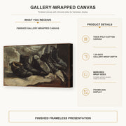 Vincent van Gogh - Three Pairs of Shoes gallery wrap canvas construction and hanging details infographic