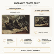 Vincent van Gogh - Three Pairs of Shoes poster print size comparison and framing display infographic
