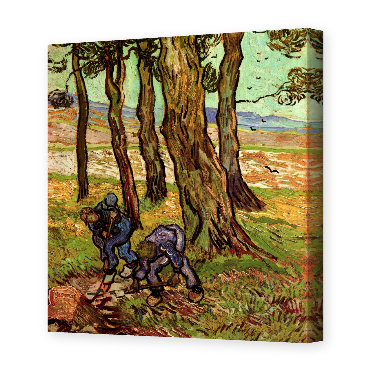 Vincent van Gogh's 'Two Diggers Among Trees' painting reproduced as a gallery-wrapped canvas print