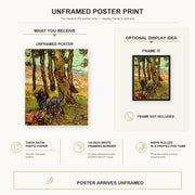 Vincent van Gogh - Two Diggers Among Trees poster print size comparison and framing display infographic