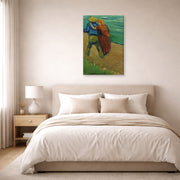 Gallery-wrapped canvas print of Vincent van Gogh's Two Lovers displayed on a wall in a bedroom