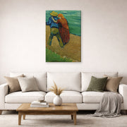 Gallery-wrapped canvas print of Vincent van Gogh's Two Lovers displayed on a wall in a living room