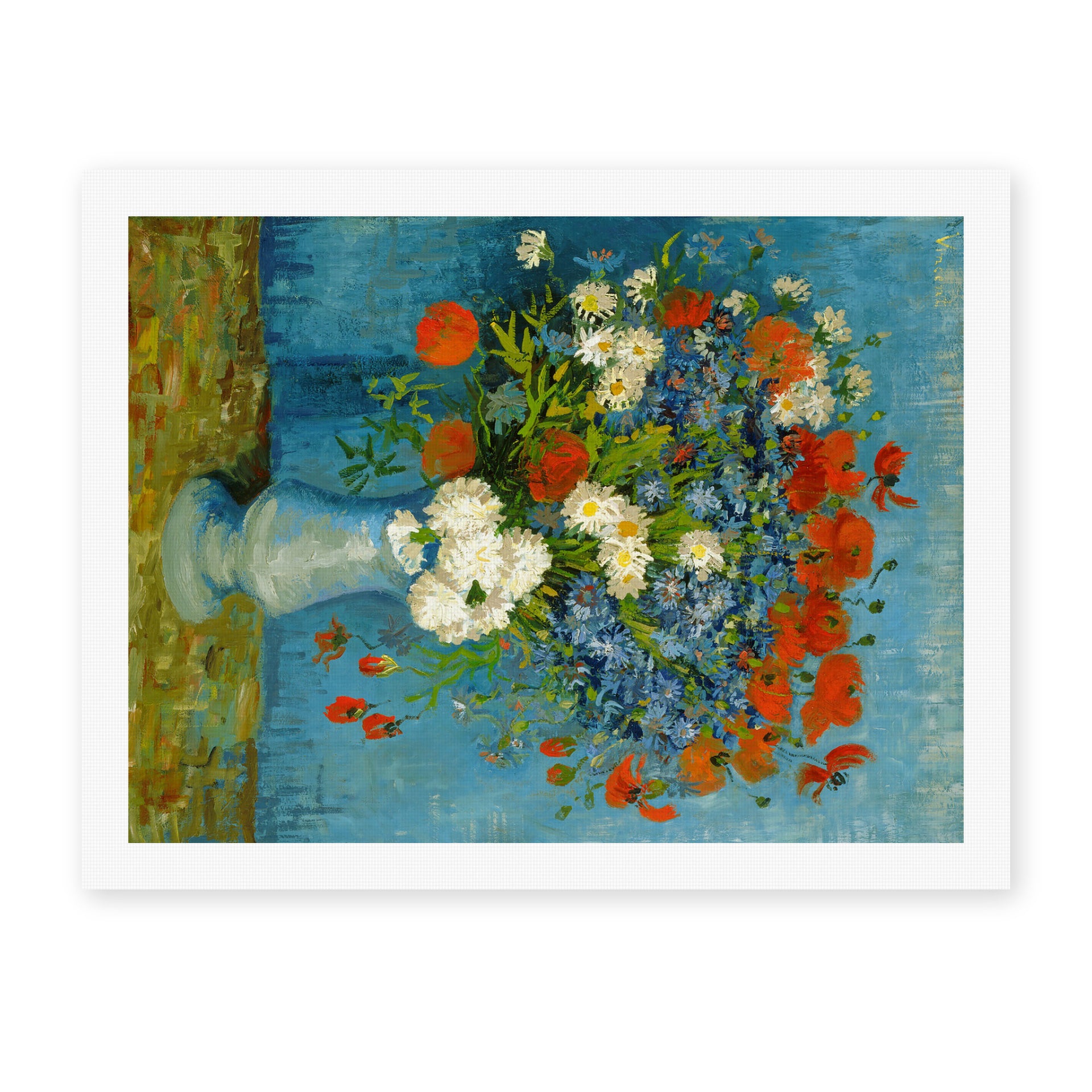 Vincent van Gogh's 'Vase with Cornflowers and Poppies' painting reproduced as a rolled canvas print