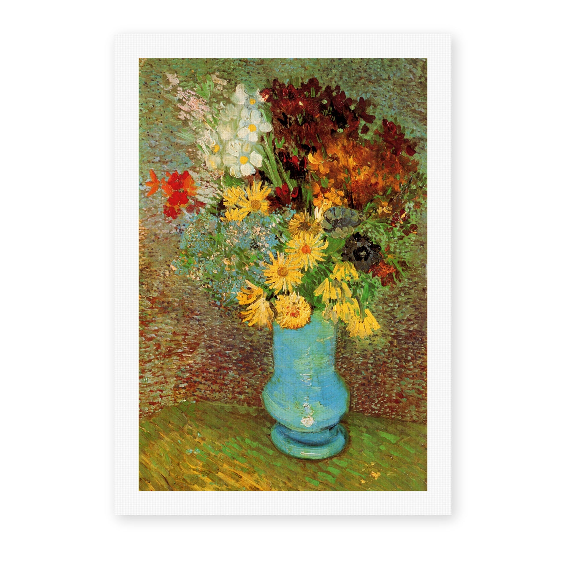 Vincent van Gogh's 'Vase with Daisies and Anemones' painting reproduced as a rolled canvas print