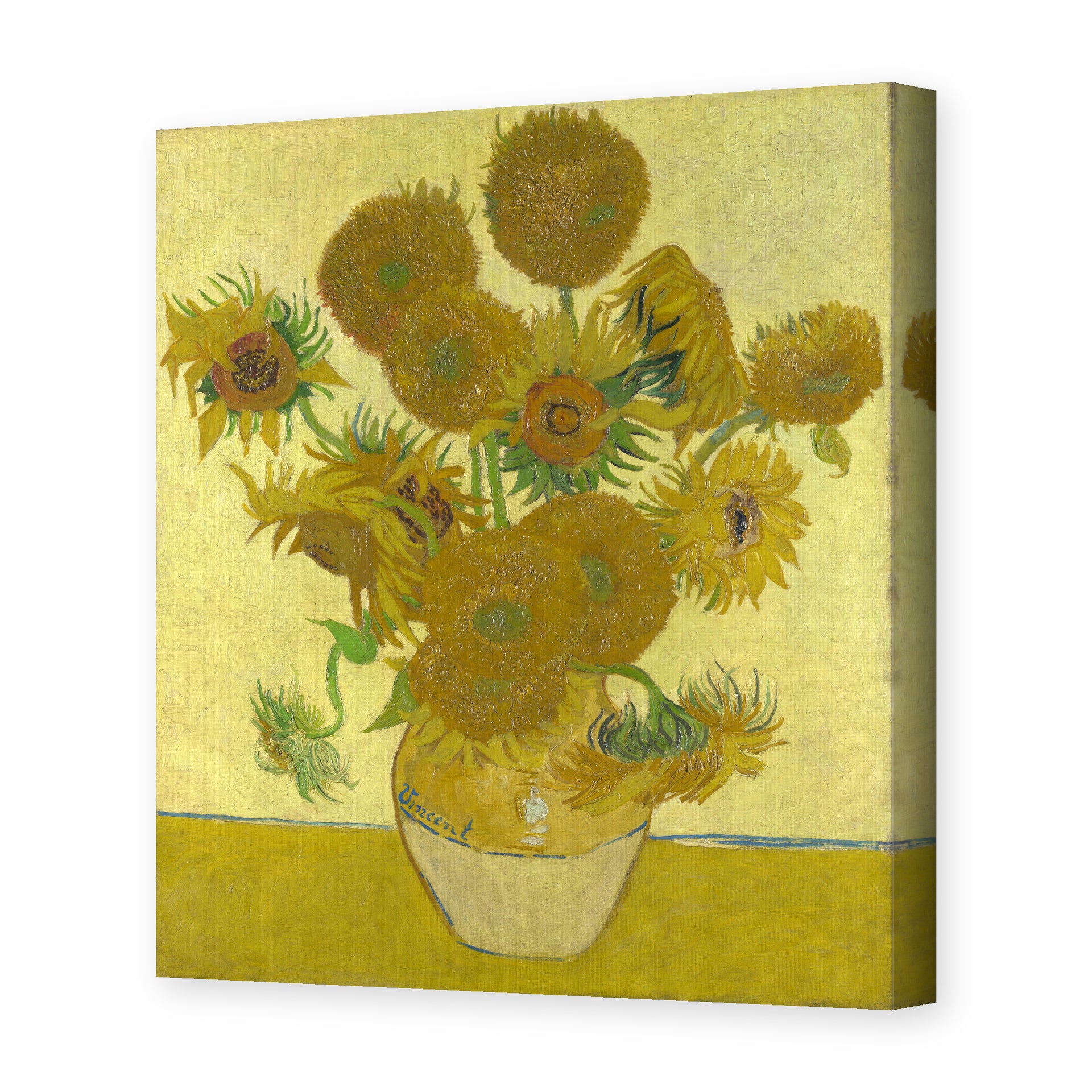 Vincent van Gogh's 'Vase with Fifteen Sunflowers' painting reproduced as a gallery-wrapped canvas print