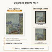 Vincent van Gogh - View from Theo's Apartment canvas print size comparison and framing display infographic