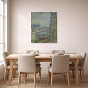 Gallery-wrapped canvas print of Vincent van Gogh's View from Theo's Apartment displayed on a wall in a dining room