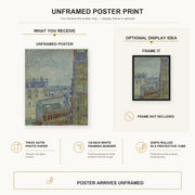Vincent van Gogh - View from Theo's Apartment poster print size comparison and framing display infographic