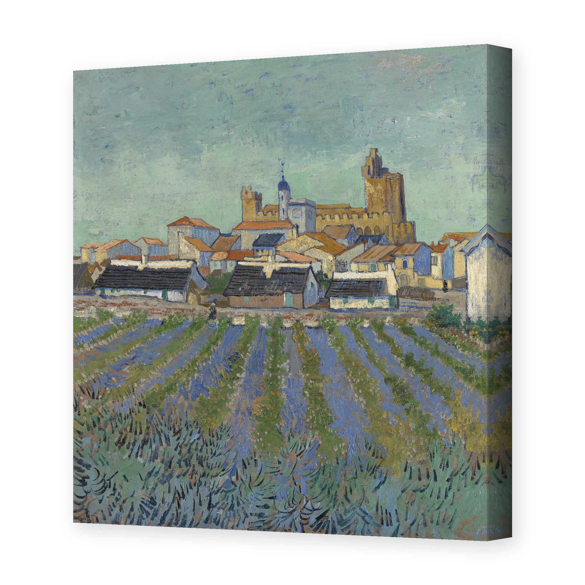 Vincent van Gogh's 'View of Saintes Maries De La Mer' painting reproduced as a gallery-wrapped canvas print