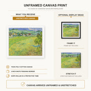 Vincent van Gogh - View of Vessenots Near Auvers canvas print size comparison and framing display infographic