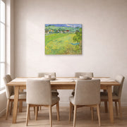 Gallery-wrapped canvas print of Vincent van Gogh's View of Vessenots Near Auvers displayed on a wall in a dining room