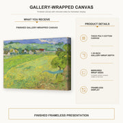Vincent van Gogh - View of Vessenots Near Auvers gallery wrap canvas construction and hanging details infographic