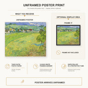 Vincent van Gogh - View of Vessenots Near Auvers poster print size comparison and framing display infographic