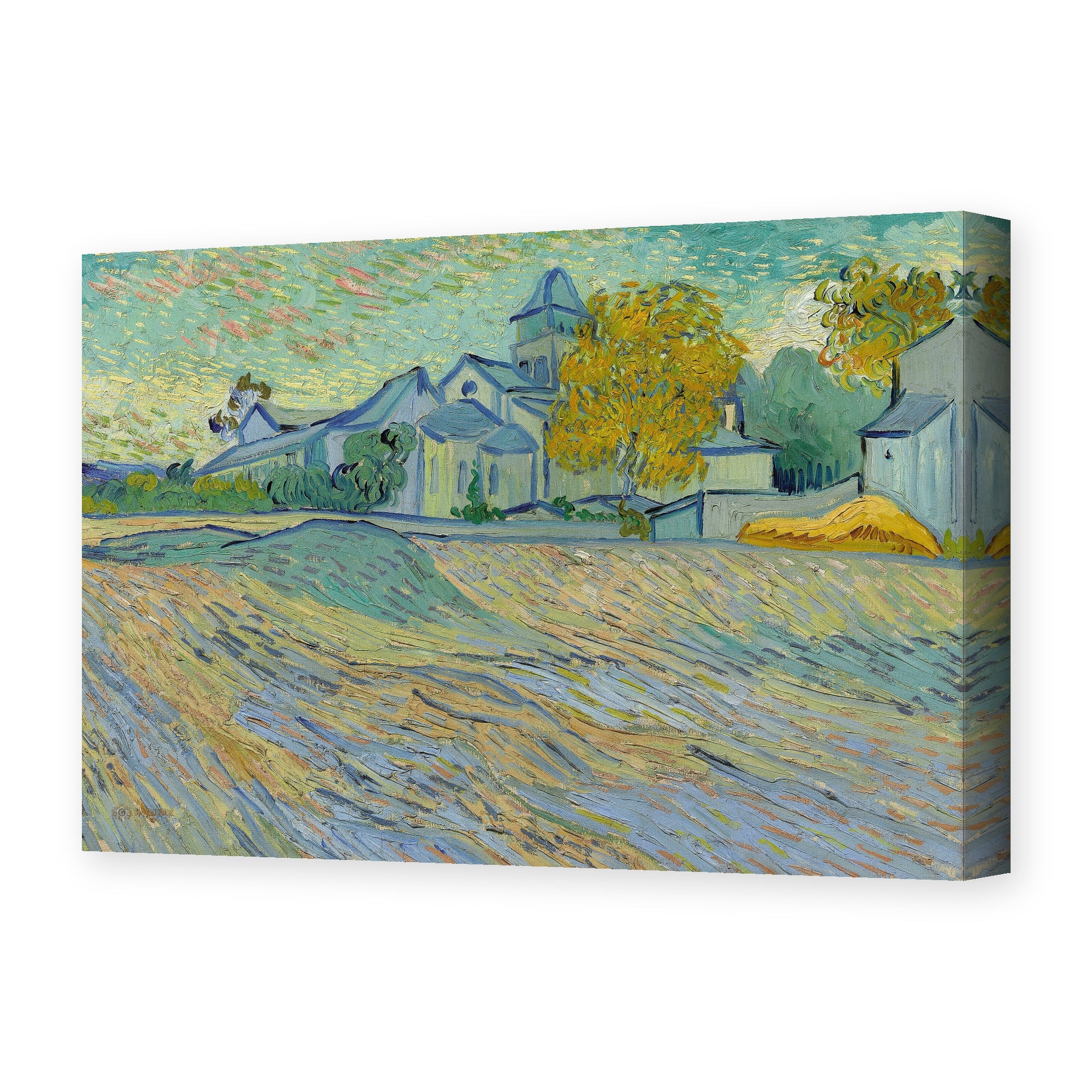 Vincent van Gogh's 'View of the Asylum and Chapel at Saint Remy' painting reproduced as a gallery-wrapped canvas print