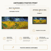Vincent van Gogh - Wheat Field with Crows poster print size comparison and framing display infographic