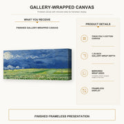 Vincent van Gogh - Wheatfield Under Thunderclouds gallery wrap canvas construction and hanging details infographic