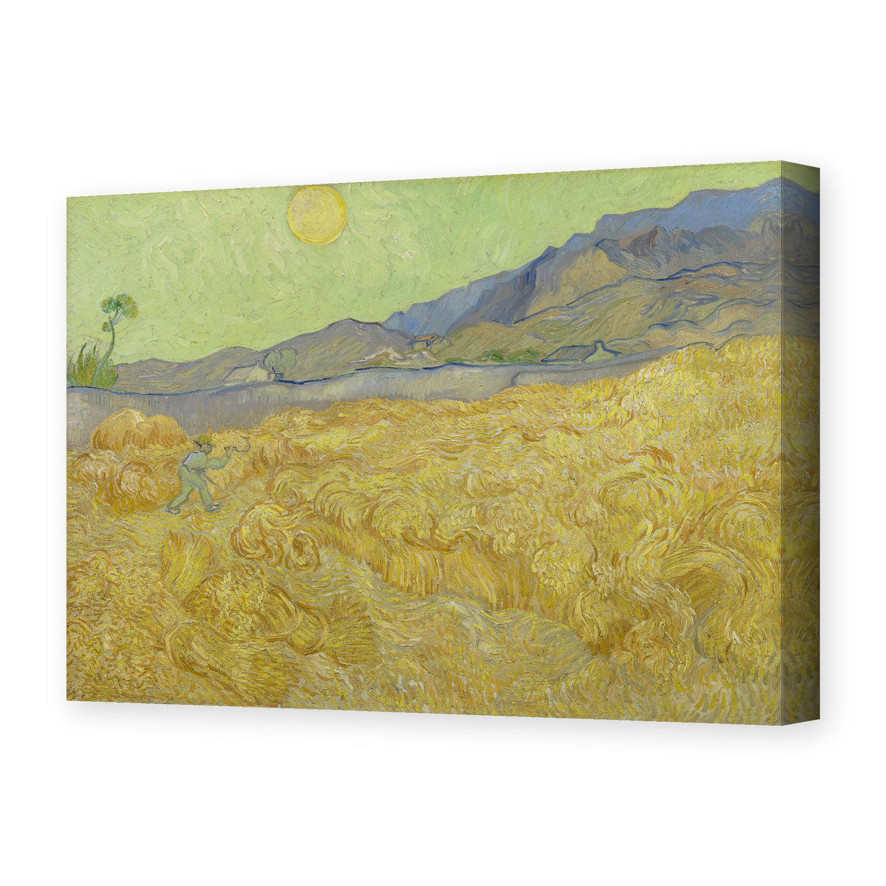 Vincent van Gogh's 'Wheatfield with a Reaper' painting reproduced as a gallery-wrapped canvas print