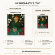 Vincent van Gogh - Women Rocking a Cradle poster print size comparison and framing display infographic