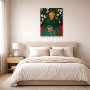 Unframed poster print of Vincent van Gogh's Women Rocking a Cradle displayed on a wall in a bedroom